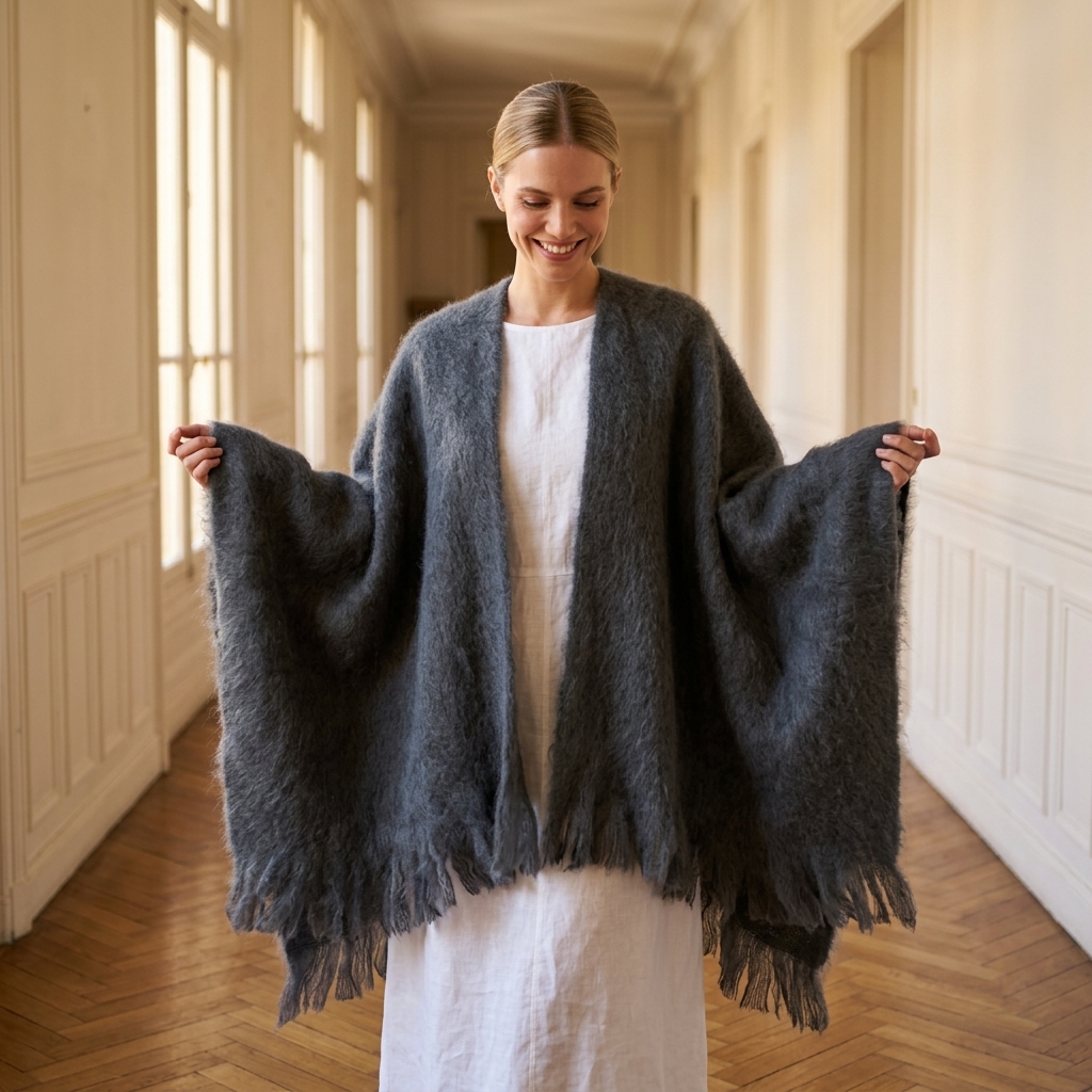 Poncho Mohair Ezcaray Gris - Imagen 3