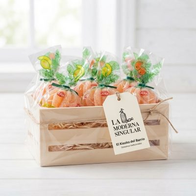 Caja de madera regalo 6 gajos de naranja