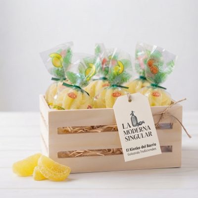 Caja de regalo vintage caramelos gajos de limón