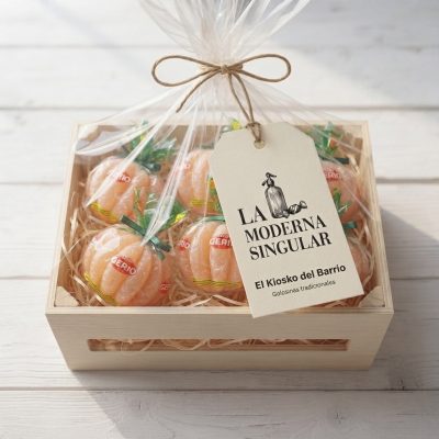 Caja de caramelos gajos de naranja