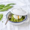 Cacerola con asas esmaltada blanca con tapa