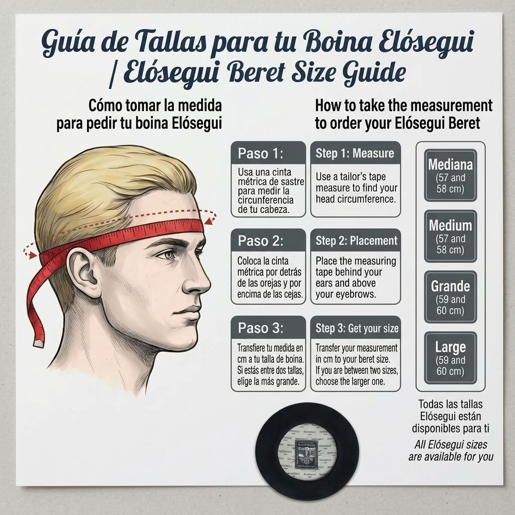 Guia tallas Boina Elósegui modelo 1858 sin badana