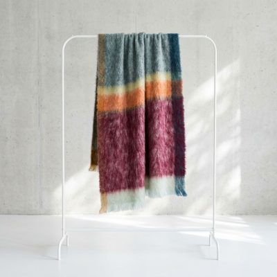 Manta Mohair Ezcaray Cuadros Burdeos