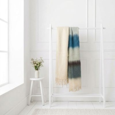 Manta Mohair Ezcaray Rayas Azules y Gris Carbón