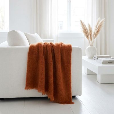 Manta de Mohair Artesanal Ezcaray Color Caldera