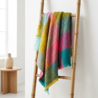 Manta de Mohair a Cuadros Multicolor - Imagen 3