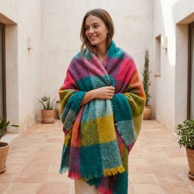 Manta de Mohair a Cuadros Multicolor - Imagen 4